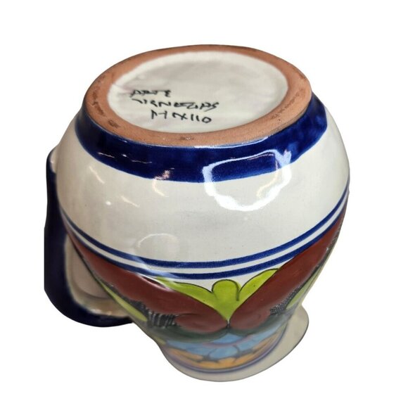 Hand-Painted Mexican Talavera Pottery Pitcher - Colorful Floral Design Singed Pi - Picture 10 of 11